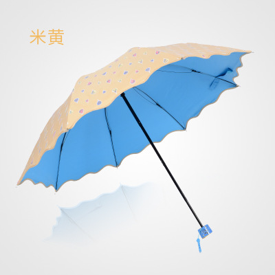 快猫在线观看视频伞遮阳伞 加厚黑胶彩胶公主防晒伞三折晴雨伞礼品伞